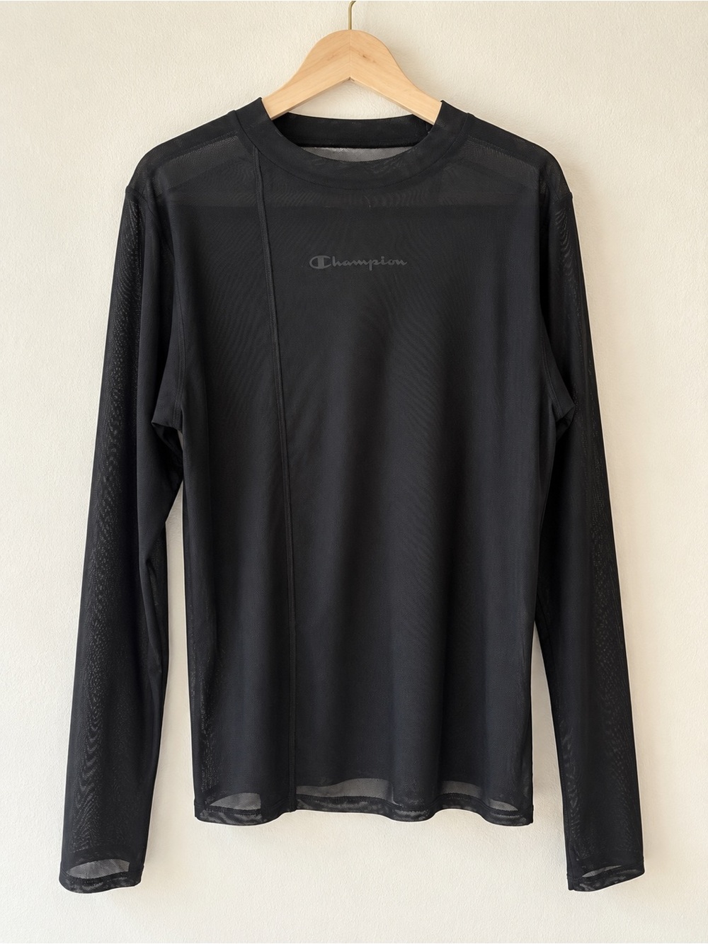 Champion UO Exclusive Black Mesh Shimmel Long-Sleeve Shirt